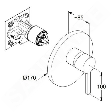 Kludi Nova Fonte - Mitigeur de douche encastré, blanc mat 206555315
