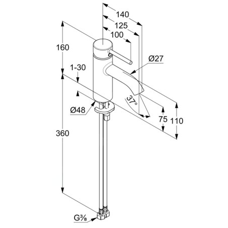 Kludi Bozz - Mitigeur de lavabo, EcoPlus, chrome 383890576WR4