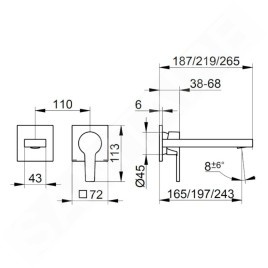 Keuco Edition 11 - Mitigeur de lavabo encastré, 2 trous, noir mat 51116370200