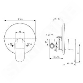Ideal Standard Cerafine O - Mitigeur de douche encastré, avec corps d’encastrement, rosé A7192RO