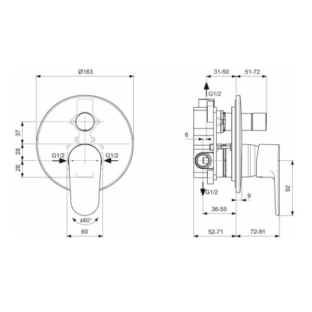 Ideal Standard Cerafine O - Mitigeur encastré avec 2 sorties, avec corps d’encastrement, rosé A7193RO
