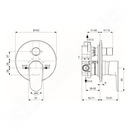 Ideal Standard Cerafine O - Mitigeur encastré avec 2 sorties, avec corps d’encastrement, argenté A7193SI