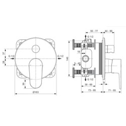 Ideal Standard Cerafine O - Mitigeur encastrable, pour 2 sorties, argenté A7350SI
