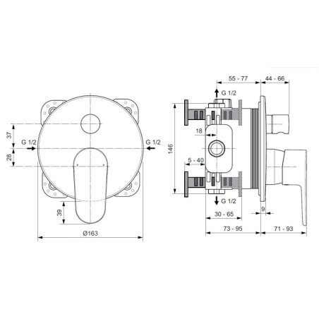 Ideal Standard Cerafine O - Mitigeur encastrable, pour 2 sorties, argenté A7350SI
