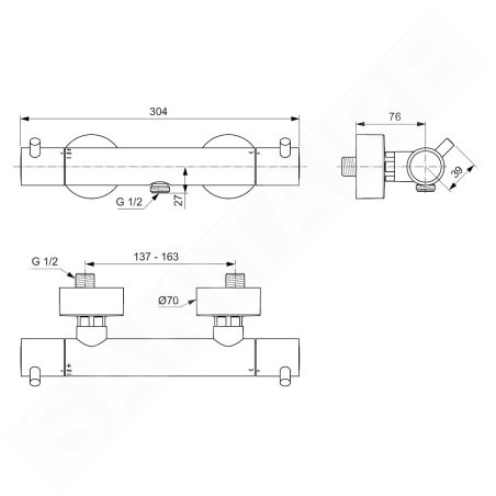 Ideal Standard CeraTherm - Mitigeur thermostatique de douche, acier A7587GN