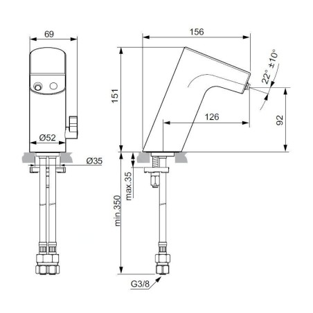 Ideal Standard Intelliflow - Mitigeur de lavabo électronique, alimentation par piles, chrome A7857AA