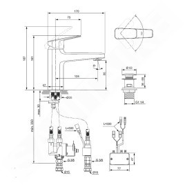 Ideal Standard Ceraplan iX - Mitigeur de lavabo hybride, avec garniture de vidage ClickClack, alimentation par piles, chrome