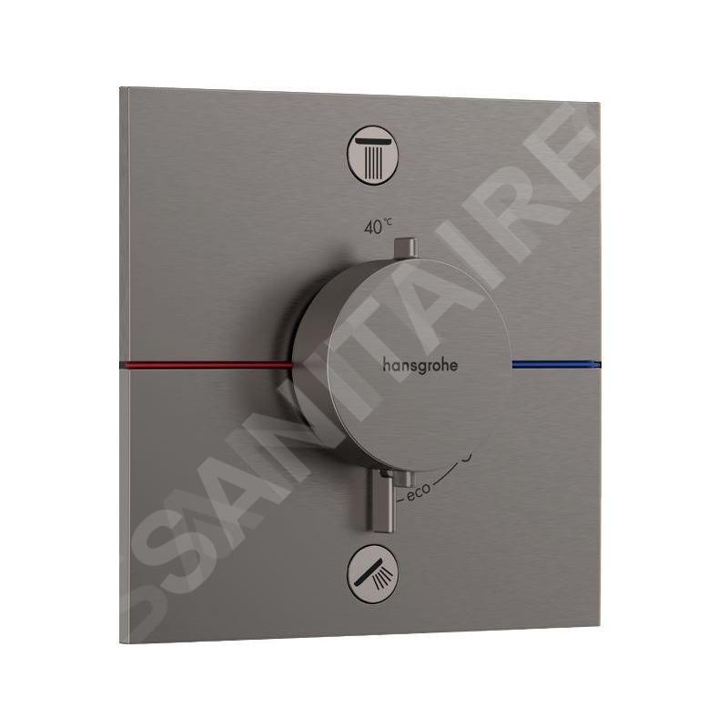 Hansgrohe ShowerSelect Comfort - Mitigeur thermostatique encastré, 2 sorties, chrome noir brossé 15572340