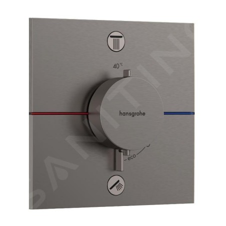 Hansgrohe ShowerSelect Comfort - Mitigeur thermostatique encastré, 2 sorties, chrome noir brossé 15572340