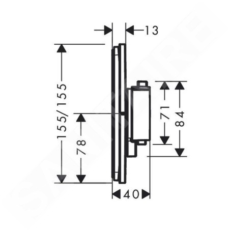 Hansgrohe ShowerSelect Comfort - Mitigeur thermostatique encastré, 2 sorties, chrome noir brossé 15583340
