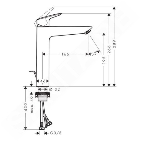 Hansgrohe Logis - Mitigeur de lavabo avec vidage, EcoSmart, noir mat 71090670