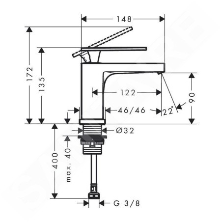 Hansgrohe Tecturis E - Bonde de lavabo, EcoSmart+, bronze brossé 73013140