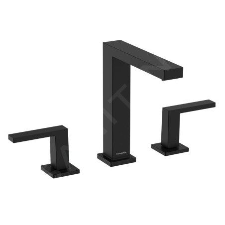 Hansgrohe Tecturis E - Mitigeur de lavabo avec vidage Push-Open, installation à 3 trous, EcoSmart, noir mat 73030670