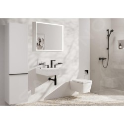 Hansgrohe Tecturis E - Mitigeur de lavabo avec vidage Push-Open, installation à 3 trous, EcoSmart, noir mat 73030670