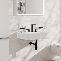 Hansgrohe Tecturis E - Mitigeur de lavabo avec vidage Push-Open, installation à 3 trous, EcoSmart, noir mat 73030670