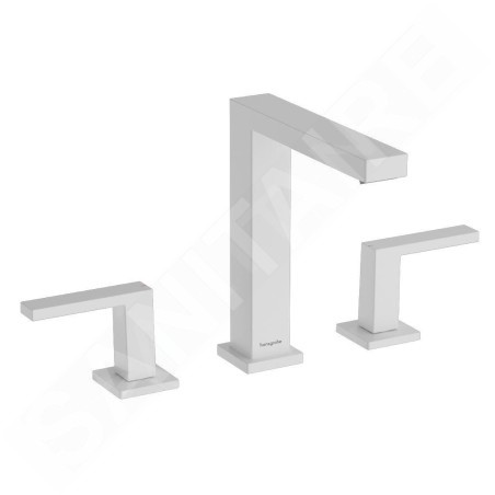 Hansgrohe Tecturis E - Mitigeur de lavabo avec vidage Push-Open, installation à 3 trous, EcoSmart, blanc mat 73030700