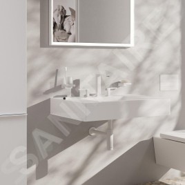 Hansgrohe Tecturis E - Mitigeur de lavabo avec vidage Push-Open, installation à 3 trous, EcoSmart, blanc mat 73030700