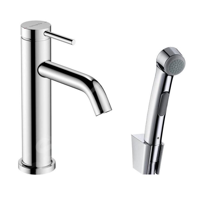 Hansgrohe Tecturis S - Mitigeur de lavabo avec vidage Push-Open et douchette de bidet, EcoSmart, chrome 73211000