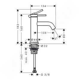 Hansgrohe Tecturis S - Bonde de lavabo, EcoSmart, bronze brossé 73313140