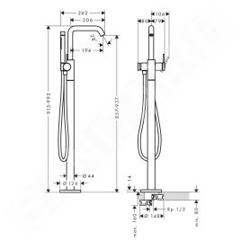 Hansgrohe Tecturis S - Mitigeur de baignoire à monter au sol, bronze brossé 73440140
