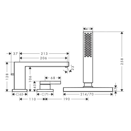 Hansgrohe Tecturis E - Mitigeur sur bord de baignoire, installation à 3 trous, sBox, bronze brossé 73443140