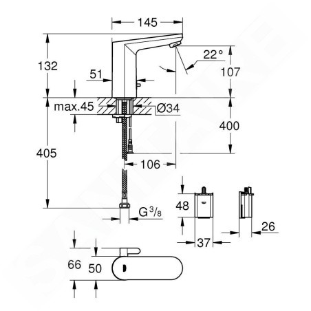 Grohe Get - Mitigeur de lavabo électronique, alimentation par piles, noir noir 363662432