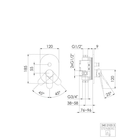 Steinberg 340 - Mitigeur encastré 2 sorties, or brossé 340 2103 3 BG