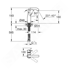 Grohe Essence - Mitigeur de lavabo, Hard Graphite 23488A01