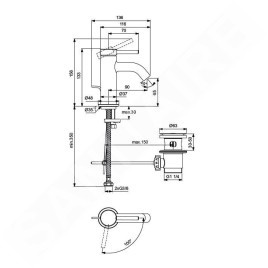 Ideal Standard Ceraline Nuovo - Mitigeur d'évier avec bonde, BlueStart, chrome BD756AA