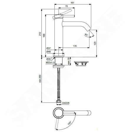 Ideal Standard Ceraline Nuovo - Mitigeur de lavabo, BlueStart, noir soyeux BD760XG
