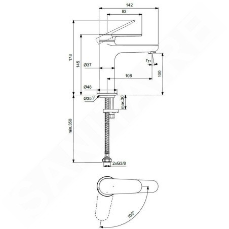 Ideal Standard Cerafine Nuovo - Mitigeur de lavabo, BlueStart, noir soyeux BD768XG