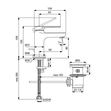 Ideal Standard Cerafine Nuovo - Mitigeur de lavabo avec vidage, chrome BD907AA