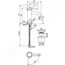 Ideal Standard Ceraline Nuovo - Mitigeur de lavabo avec bonde ClickClack, BlueStart, chrome BD958AA
