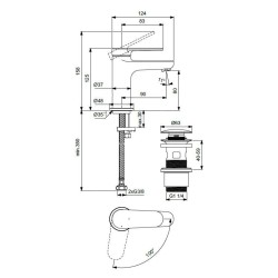 Ideal Standard Cerafine Nuovo - Mitigeur de lavabo avec bonde ClickClack, BlueStart, noir soyeux BD964XG