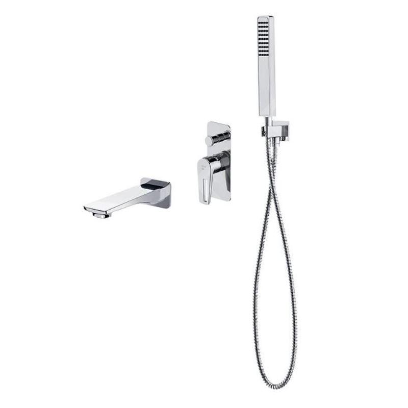 Cersanit Mille - Mitigeur de baignoire encastré, installation à trous, avec corps, avec accessoires, chrome S952-037