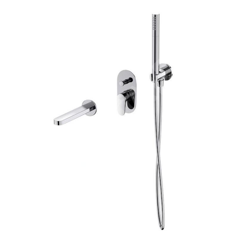 Cersanit Inverto - Mitigeur de baignoire encastré, installation à trous, avec corps, avec accessoires, chrome S952-038