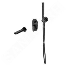 Cersanit Inverto - Mitigeur de baignoire encastré, installation à 3 trous, avec corps, avec accessoires,, noir S952-043