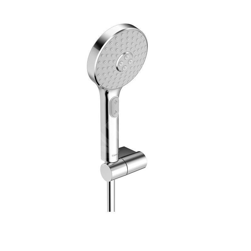 Hansa Activejet - Set de douche avec flexible, support et douchette, 3 jets, gris clair/chrome 84380133