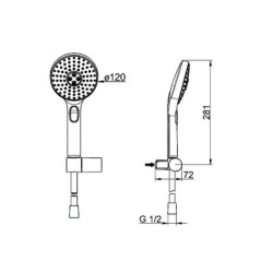 Hansa Activejet - Set de douche avec flexible, support et douchette, 3 jets, gris clair/chrome 84380133