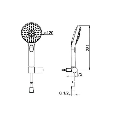 Hansa Activejet - Set de douche avec flexible, support et douchette, 3 jets, gris clair/chrome 84380133