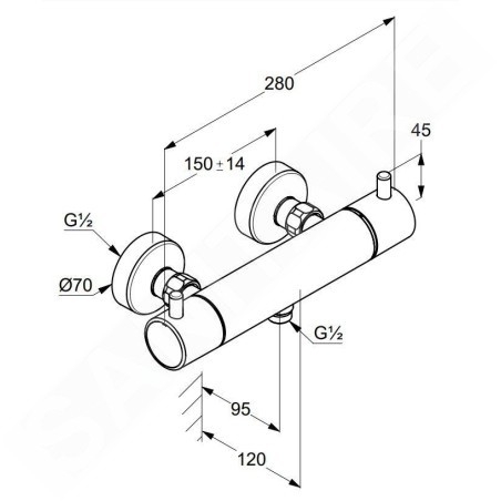 Kludi Bozz - Mitigeur thermostatique de douche, or brossé 35203N038