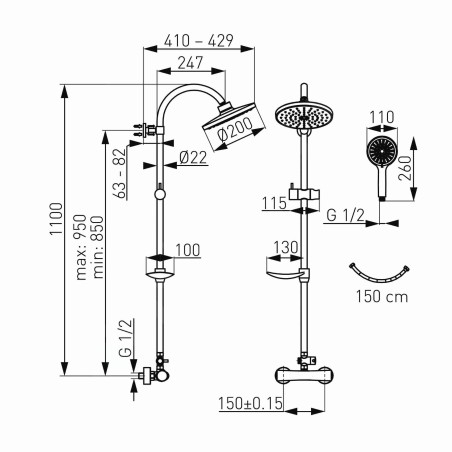 Novaservis Sets de douche - Set de douche avec thermostat, chrome SET040/TER,0