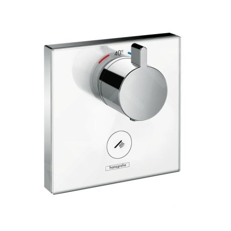 Hansgrohe Shower Select Glass - Mitigeur thermostatique haut débit avec 1 sortie plus 1 sortie supplémentaire, blanc/chrome