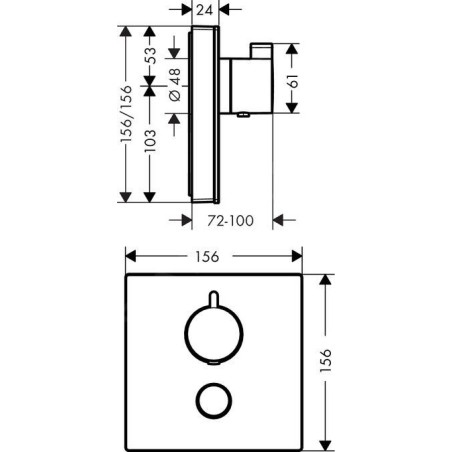 Hansgrohe Shower Select Glass - Mitigeur thermostatique haut débit avec 1 sortie plus 1 sortie supplémentaire, blanc/chrome