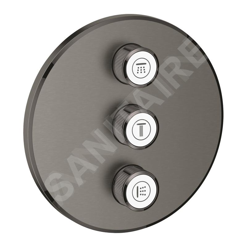 Grohe Grohtherm SmartControl - Panneau trois sorties encastré, Hard Graphite brossé 29122AL0