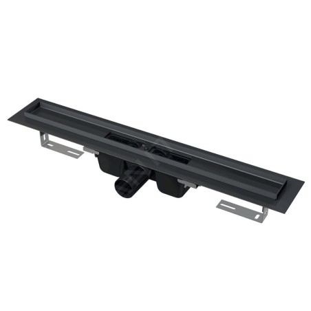 Alcadrain Douchegoten - Caniveau de douche 750 mm, avec rebord pour grille perforée, noir mat APZ1BLACK-750