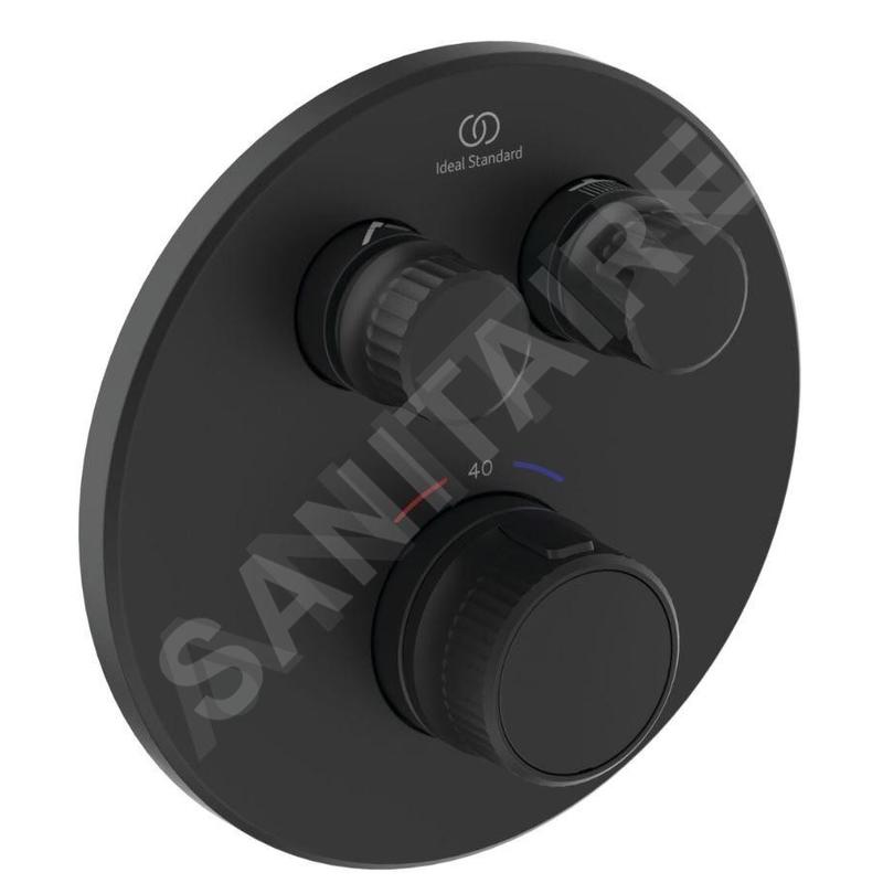Ideal Standard CeraTherm Navigo - Mitigeur thermostatique de douche encastré, 2 sorties, noir soyeux A7296XG