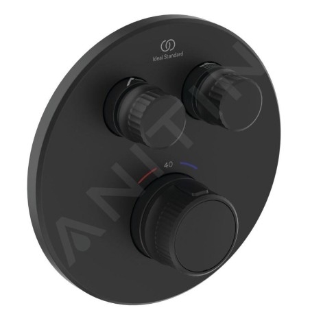 Ideal Standard CeraTherm Navigo - Mitigeur thermostatique de douche encastré, 2 sorties, noir soyeux A7296XG