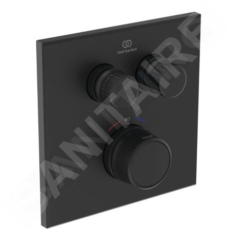 Ideal Standard CeraTherm Navigo - Mitigeur thermostatique de douche encastré, 2 sorties, noir soyeux A7302XG