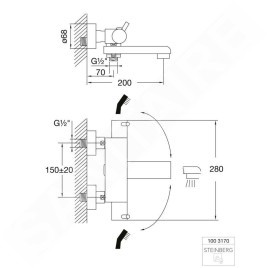 Steinberg 100 - Mitigeur de baignoire thermostatique, chrome 100 3170